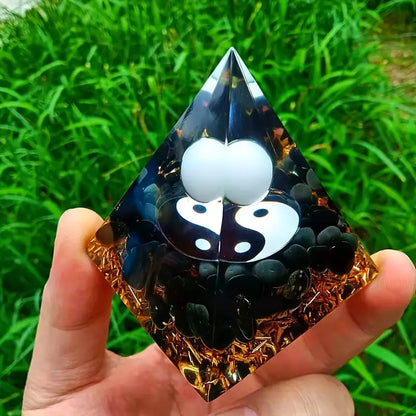 Pyramid Energy Healing Figurine with Crystals and Stones