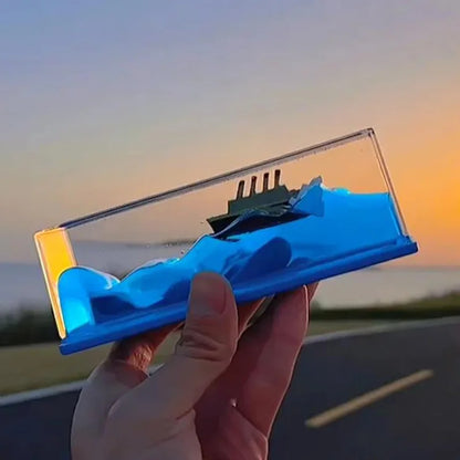 Ocean Drift Bottle — Floating Cruise Ship Desk Ornament