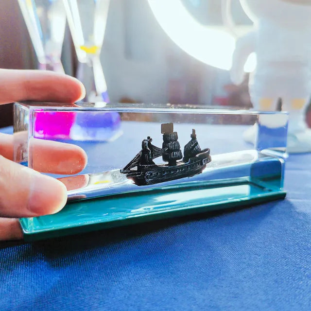 Ocean Drift Bottle — Floating Cruise Ship Desk Ornament