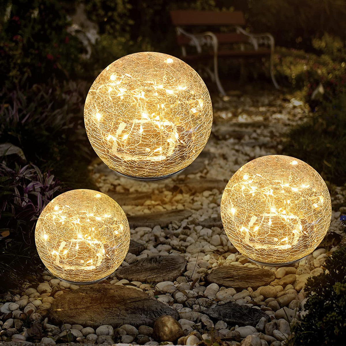 Solar Crackle Ball Light for Garden Decoration