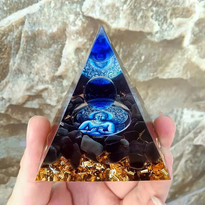 Pyramid Energy Healing Figurine with Crystals and Stones