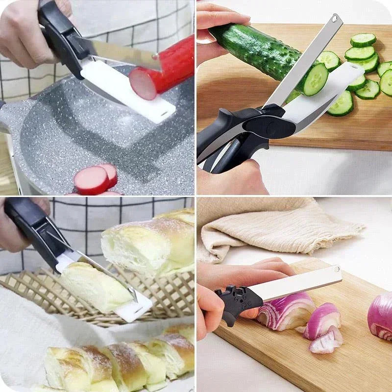 Kitchen Scissors with Cutting Board — Chop, Slice & Serve in One