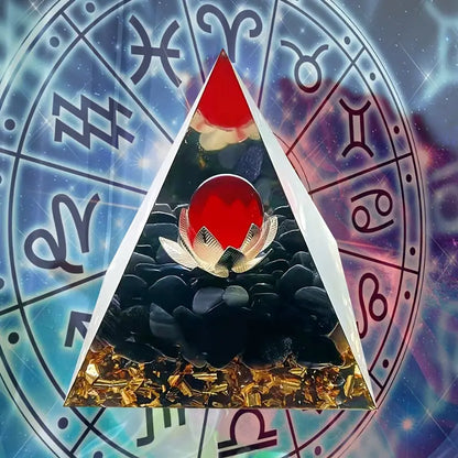 Pyramid Energy Healing Figurine with Crystals and Stones