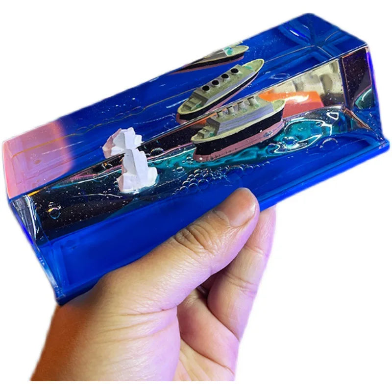 Ocean Drift Bottle — Floating Cruise Ship Desk Ornament